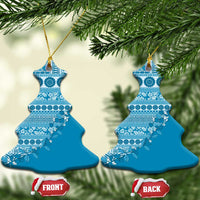 Fiji Marau na Kerisimasi Ceramic Ornament Aqua Tagimoucia Tapa Masi Tribal - Polynesian Pride