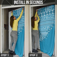 Fiji Marau na Kerisimasi Door Cover Aqua Tagimoucia Tapa Masi Tribal - Polynesian Pride