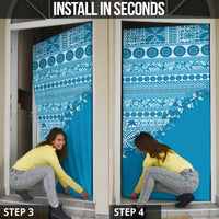Fiji Marau na Kerisimasi Door Cover Aqua Tagimoucia Tapa Masi Tribal - Polynesian Pride