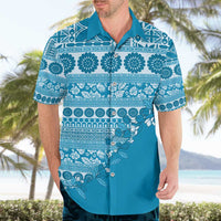 Fiji Marau na Kerisimasi Hawaiian Shirt Aqua Tagimoucia Tapa Masi Tribal - Polynesian Pride