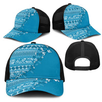 Fiji Marau na Kerisimasi Mesh Trucker Cap Aqua Tagimoucia Tapa Masi Tribal - Polynesian Pride