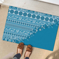Fiji Marau na Kerisimasi Rubber Doormat Aqua Tagimoucia Tapa Masi Tribal - Polynesian Pride
