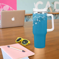 Fiji Marau na Kerisimasi Tumbler With Handle Aqua Tagimoucia Tapa Masi Tribal - Polynesian Pride