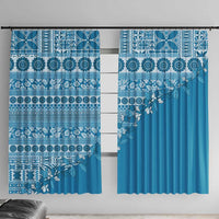 Fiji Marau na Kerisimasi Window Curtain Aqua Tagimoucia Tapa Masi Tribal - Polynesian Pride