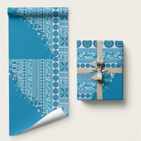 Fiji Marau na Kerisimasi Wrapping Paper Aqua Tagimoucia Tapa Masi Tribal - Polynesian Pride