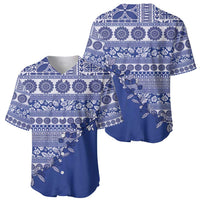 Fiji Marau na Kerisimasi Baseball Jersey Blue Tagimoucia Tapa Masi Tribal - Polynesian Pride