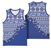 Fiji Marau na Kerisimasi Basketball Jersey Blue Tagimoucia Tapa Masi Tribal - Polynesian Pride