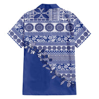 Fiji Marau na Kerisimasi Family Matching Long Sleeve Bodycon Dress and Hawaiian Shirt Blue Tagimoucia Tapa Masi Tribal LT9 - Polynesian Pride