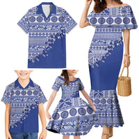 Fiji Marau na Kerisimasi Family Matching Mermaid Dress and Hawaiian Shirt Blue Tagimoucia Tapa Masi Tribal - Polynesian Pride