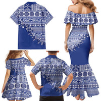 Fiji Marau na Kerisimasi Family Matching Mermaid Dress and Hawaiian Shirt Blue Tagimoucia Tapa Masi Tribal - Polynesian Pride