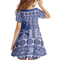 Fiji Marau na Kerisimasi Family Matching Off Shoulder Maxi Dress and Hawaiian Shirt Blue Tagimoucia Tapa Masi Tribal LT9 - Polynesian Pride