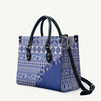 Fiji Marau na Kerisimasi Leather Bag Blue Tagimoucia Tapa Masi Tribal - Polynesian Pride