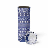 Fiji Marau na Kerisimasi Skinny Tumbler Blue Tagimoucia Tapa Masi Tribal - Polynesian Pride