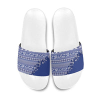 Fiji Marau na Kerisimasi Slide Sandals Blue Tagimoucia Tapa Masi Tribal - Polynesian Pride
