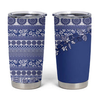 Fiji Marau na Kerisimasi Tumbler Cup Blue Tagimoucia Tapa Masi Tribal - Polynesian Pride