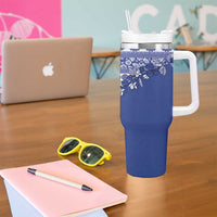 Fiji Marau na Kerisimasi Tumbler With Handle Blue Tagimoucia Tapa Masi Tribal LT9 - Polynesian Pride