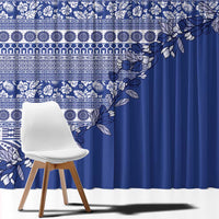 Fiji Marau na Kerisimasi Window Curtain Blue Tagimoucia Tapa Masi Tribal - Polynesian Pride