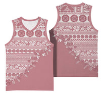 Fiji Marau na Kerisimasi Basketball Jersey Dusty Rose Tagimoucia Tapa Masi Tribal - Polynesian Pride