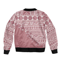 Fiji Marau na Kerisimasi Bomber Jacket Dusty Rose Tagimoucia Tapa Masi Tribal - Polynesian Pride