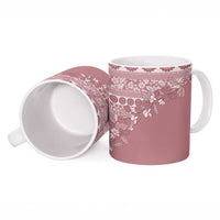 Fiji Marau na Kerisimasi Ceramic Mug Dusty Rose Tagimoucia Tapa Masi Tribal - Polynesian Pride