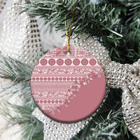 Fiji Marau na Kerisimasi Ceramic Ornament Dusty Rose Tagimoucia Tapa Masi Tribal - Polynesian Pride