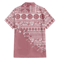 Fiji Marau na Kerisimasi Family Matching Long Sleeve Bodycon Dress and Hawaiian Shirt Dusty Rose Tagimoucia Tapa Masi Tribal - Polynesian Pride