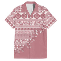 Fiji Marau na Kerisimasi Family Matching Short Sleeve Bodycon Dress and Hawaiian Shirt Dusty Rose Tagimoucia Tapa Masi Tribal - Polynesian Pride