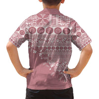 Fiji Marau na Kerisimasi Family Matching Summer Maxi Dress and Hawaiian Shirt Dusty Rose Tagimoucia Tapa Masi Tribal - Polynesian Pride