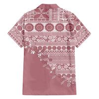 Fiji Marau na Kerisimasi Hawaiian Shirt Dusty Rose Tagimoucia Tapa Masi Tribal - Polynesian Pride