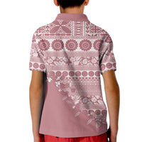 Fiji Marau na Kerisimasi Kid Polo Shirt Dusty Rose Tagimoucia Tapa Masi Tribal - Polynesian Pride