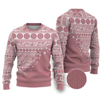 Fiji Marau na Kerisimasi Ugly Christmas Sweater Dusty Rose Tagimoucia Tapa Masi Tribal - Polynesian Pride