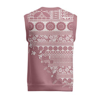 Fiji Marau na Kerisimasi Christmas Knitted V-Neck Vest Dusty Rose Tagimoucia Tapa Masi Tribal - Polynesian Pride