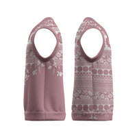 Fiji Marau na Kerisimasi Christmas Knitted V-Neck Vest Dusty Rose Tagimoucia Tapa Masi Tribal - Polynesian Pride