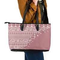 Fiji Marau na Kerisimasi Leather Tote Bag Dusty Rose Tagimoucia Tapa Masi Tribal - Polynesian Pride