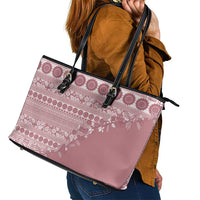 Fiji Marau na Kerisimasi Leather Tote Bag Dusty Rose Tagimoucia Tapa Masi Tribal - Polynesian Pride