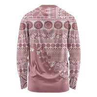 Fiji Marau na Kerisimasi Long Sleeve Shirt Dusty Rose Tagimoucia Tapa Masi Tribal - Polynesian Pride