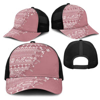 Fiji Marau na Kerisimasi Mesh Trucker Cap Dusty Rose Tagimoucia Tapa Masi Tribal - Polynesian Pride