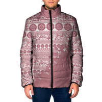 Fiji Marau na Kerisimasi Padded Jacket Dusty Rose Tagimoucia Tapa Masi Tribal - Polynesian Pride