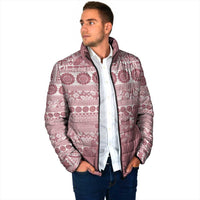 Fiji Marau na Kerisimasi Padded Jacket Dusty Rose Tagimoucia Tapa Masi Tribal - Polynesian Pride