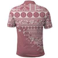 Fiji Marau na Kerisimasi Polo Shirt Dusty Rose Tagimoucia Tapa Masi Tribal - Polynesian Pride