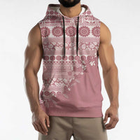Fiji Marau na Kerisimasi Sleeveless Hoodie Dusty Rose Tagimoucia Tapa Masi Tribal - Polynesian Pride