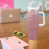 Fiji Marau na Kerisimasi Tumbler With Handle Dusty Rose Tagimoucia Tapa Masi Tribal - Polynesian Pride