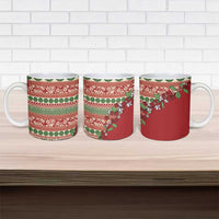 Fiji Marau na Kerisimasi Ceramic Mug Red Tagimoucia Tapa Masi Tribal - Polynesian Pride