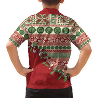 Fiji Marau na Kerisimasi Family Matching Puletasi and Hawaiian Shirt Red Tagimoucia Tapa Masi Tribal - Polynesian Pride