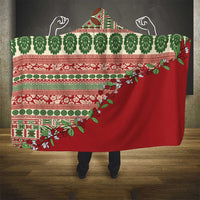 Fiji Marau na Kerisimasi Hooded Blanket Red Tagimoucia Tapa Masi Tribal - Polynesian Pride