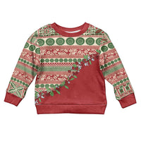Fiji Marau na Kerisimasi Kid Ugly Christmas Sweater Red Tagimoucia Tapa Masi Tribal - Polynesian Pride