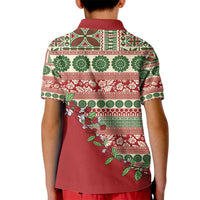 Fiji Marau na Kerisimasi Kid Polo Shirt Red Tagimoucia Tapa Masi Tribal - Polynesian Pride