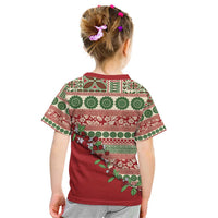 Fiji Marau na Kerisimasi Kid T Shirt Red Tagimoucia Tapa Masi Tribal - Polynesian Pride