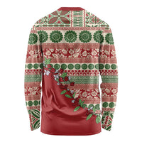 Fiji Marau na Kerisimasi Long Sleeve Shirt Red Tagimoucia Tapa Masi Tribal - Polynesian Pride