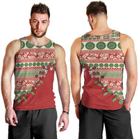 Fiji Marau na Kerisimasi Men Tank Top Red Tagimoucia Tapa Masi Tribal - Polynesian Pride